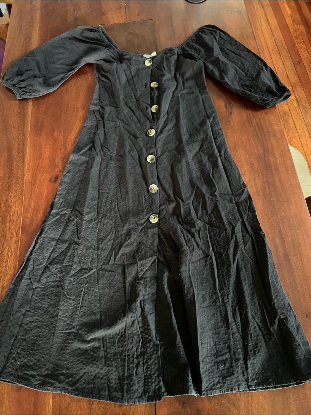 Black ASOS Midi Dress with Buttons | off the shoulder | size 4 | 100% Cotton